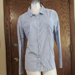 TORRID Blue and White Striped Button Down Top